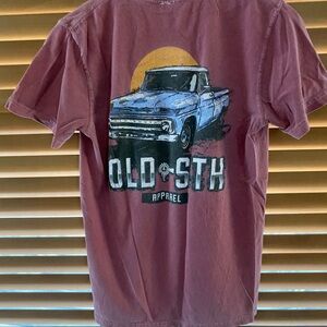 Men's Vintage Truck Tee - Burgundy with Pocket